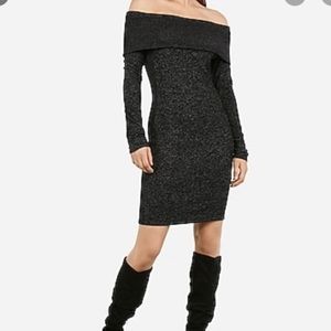 Express size small black off the shoulder sweater dress